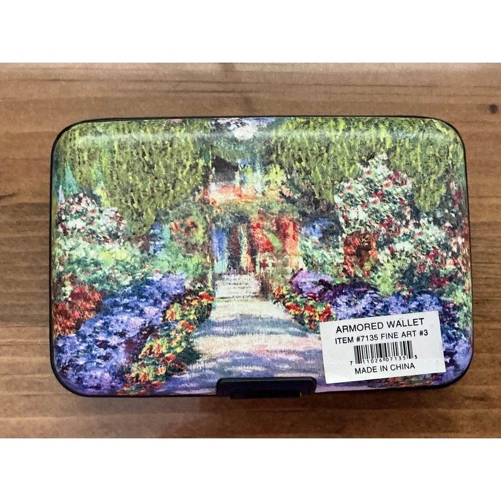 Armored‎ Wallet Monarque Monet Garden RFID Hard Shell Card Case 7135